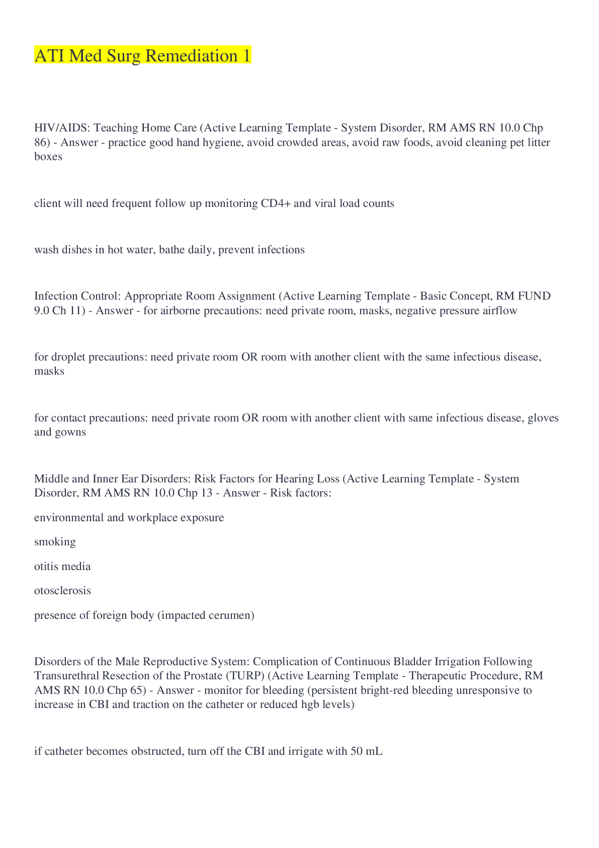 Preview image for ATI Med Surg Remediation 1 Q&A 2022/2023